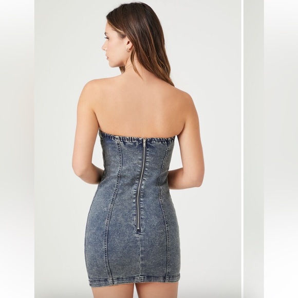 Forever 21 Denim Strapless Dress - Size Small - Stretch Denim - Picture 3 of 3